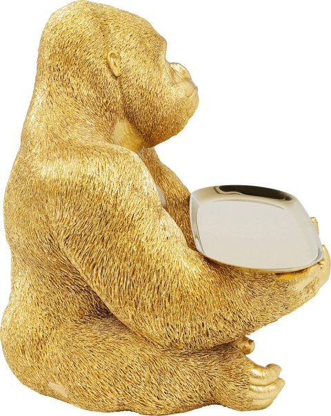 KARE Design® Gorilla Butler – Designerska Złota Figurka Dekoracyjna z Tacą (28,5 x 32 x 37 cm)