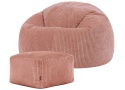 icon® Kingston Cord Lounge Chair & Footstool – Sztruksowy Zestaw Relaksacyjny Worek Sako z Podnóżkiem