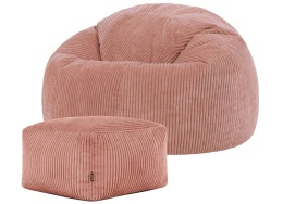 icon® Kingston Cord Lounge Chair & Footstool – Sztruksowy Zestaw Relaksacyjny Worek Sako z Podnóżkiem