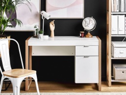 Beliani® JOHNSON – Skandynawskie Biurko Home Office z Szufladą i Szafką (112 x 50 x 76 cm) – Trwała Płyta Wiórowa