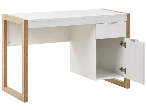 Beliani® JOHNSON – Skandynawskie Biurko Home Office z Szufladą i Szafką (112 x 50 x 76 cm) – Trwała Płyta Wiórowa