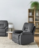 Beliani® BERGEN – Rozkładany Fotel Relaksacyjny z Podnóżkiem (90 x 72 x 101 cm) – Tkanina Hydrofobowa, Sprężyny Kieszeniowe