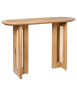Beliani® KARLO – Jasnobrązowa Konsola do Przedpokoju i Salonu (120 x 40 x 80 cm) – Wstawki z Plecionki Wiedeńskiej