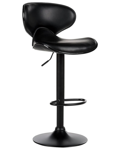 Beliani® CONWAY Zestaw 2 Czarnych Hokerów Barowych z Regulacją Wysokości (87–109 cm) – Tapicerka z Ekoskóry
