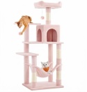Smart Cat® Sweet Rose – Pastelowy Wielopoziomowy Drapak dla Kota z Hamakiem, Jaskinią i 2 Platformami (50 x 40 x 137,7 cm)