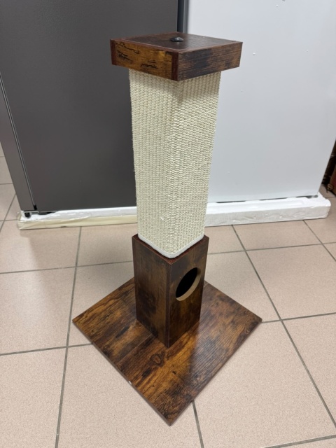 Vintage Post –  Drapak Wysoki Słupek do Drapania dla Kota (38 x 38 x 73 cm) – Trwała Lina Sizalowa 8 mm, Antypoślizgowa Podstawa