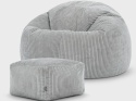 icon® Kingston Cord Lounge Chair & Footstool – Sztruksowy Zestaw Relaksacyjny Worek Sako z Podnóżkiem