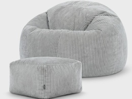 icon® Kingston Cord Lounge Chair & Footstool – Sztruksowy Zestaw Relaksacyjny Worek Sako z Podnóżkiem