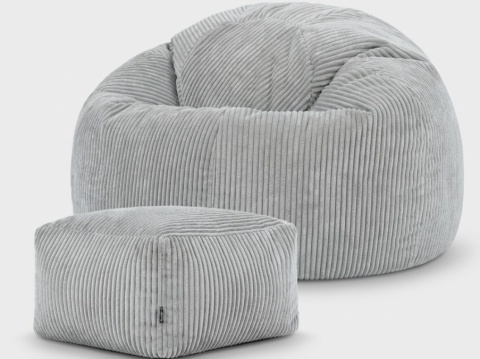 icon® Kingston Cord Lounge Chair & Footstool – Sztruksowy Zestaw Relaksacyjny Worek Sako z Podnóżkiem