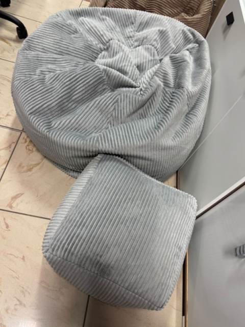 icon® Kingston Cord Lounge Chair & Footstool – Sztruksowy Zestaw Relaksacyjny Worek Sako z Podnóżkiem