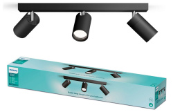 Philips LED Potrójny Reflektor Punktowy Idris, Czarny, IP44, Wodoodporny, Żarówki GU10 Niezawarte w Zestawie