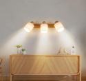 Doughelec Lampa Sufitowa 3 Obrotowe Reflektory Punktowe z Drewna, Retro E14, Bez Żarówek