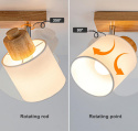 Doughelec Lampa Sufitowa 3 Obrotowe Reflektory Punktowe z Drewna, Retro E14, Bez Żarówek