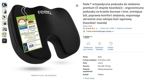 feela.® Ortopedyczna poduszka do siedzenia premium feela.® Ortopedyczna poduszka do siedzenia premium