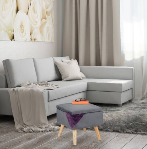Relaxdays aksamitny stołek/ pufa z miejscem do przechowywania, elegancki siedzisko do salonu Relaxdays aksamitny stołek/ pufa z miejscem do przechowywania, elegancki siedzisko do salonu