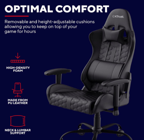 Trust Gaming GXT 708 Resto – krzesło gamingowe, czarne, ergonomiczne Trust Gaming GXT 708 Resto – krzesło gamingowe, czarne, ergonomiczne