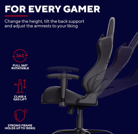 Trust Gaming GXT 708 Resto – krzesło gamingowe, czarne, ergonomiczne Trust Gaming GXT 708 Resto – krzesło gamingowe, czarne, ergonomiczne