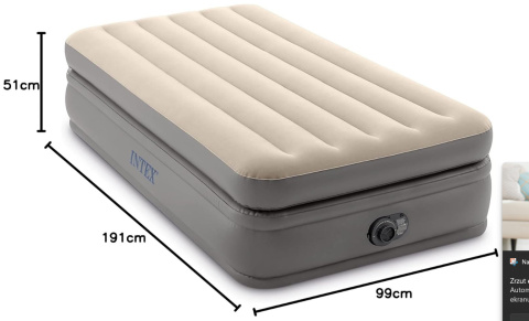 Intex 64162ND Materac Dura-Beam Prime Comfort Singolo z wbudowaną pompką Intex 64162ND Materac Dura-Beam Prime Comfort Singolo z wbudowaną pompką