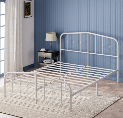Zinus Heidi 30 cm – metalowa rama łóżka z zagłówkiem i podnóżkiem, 135x190 cm, biała Zinus Heidi 30 cm – metalowa rama łóżka z zagłówkiem i podnóżkiem, 135x190 cm, biała