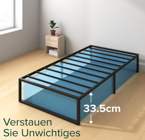 Zinus Lorelai – metalowe łóżko 100 x 200 cm, czarne Zinus Lorelai – metalowe łóżko 100 x 200 cm, czarne