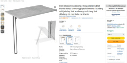 Funkcjonalny składany stolik ścienny 74 cm KDR