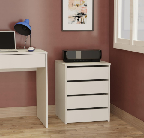 Komoda MUEBLES PITARCH Tibet – 4 szuflady, biały wysoki połysk Komoda MUEBLES PITARCH Tibet – 4 szuflady, biały wysoki połysk