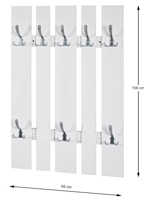 Haku-Möbel 14394 – Ściana szafy z 8 hakami, MDF, biały/stal nierdzewna, 9 x 65 x 100 cm Haku-Möbel 14394 – Ściana szafy z 8 hakami, MDF, biały/stal nierdzewna, 9 x 65 x 100 cm