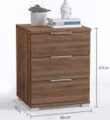 Stolik nocny Columbia – 3 szuflady, orzech