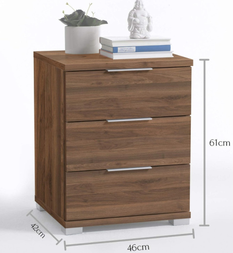 Stolik nocny Columbia – 3 szuflady, orzech Stolik nocny Columbia – 3 szuflady, orzech
