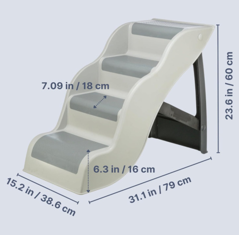 TRIXIE 3-stopniowe schody dla zwierząt domowych, lekkie, antypoślizgowe, szare schodki TRIXIE 3-stopniowe schody dla zwierząt domowych, lekkie, antypoślizgowe, szare schodki