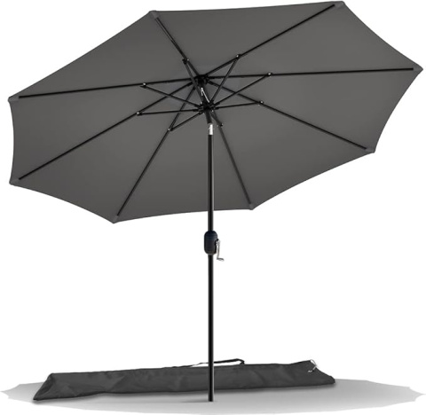 VOUNOT Parasol Ogrodowy 270 cm Szary, z Mechanizmem Korbowym, Funkcją Pochylania, Ochroną UV i Pokrowcem VOUNOT Parasol Ogrodowy 270 cm Szary, z Mechanizmem Korbowym, Funkcją Pochylania, Ochroną UV i Pokrowcem