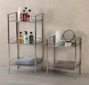 Versa Hannover – Szafka łazienkowa pomocnicza z 3 półkami, srebrna, 84 x 31 x 19 cm