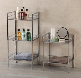 Versa Hannover – Szafka łazienkowa pomocnicza z 3 półkami, srebrna, 84 x 31 x 19 cm