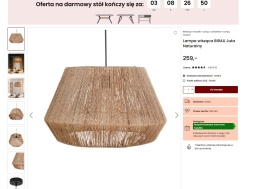 Beliani BIRAU – lampa wisząca z juty naturalna boho Ø48 cm