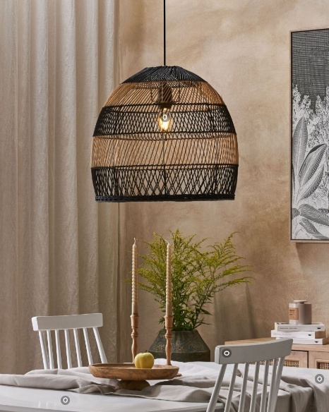 Beliani BUMI – lampa wisząca rattanowa naturalna boho 45 cm Beliani BUMI – lampa wisząca rattanowa naturalna boho 45 cm
