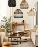 Beliani BUMI – lampa wisząca rattanowa naturalna boho 45 cm
