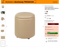 Beliani MARYLAND – puf ze schowkiem beżowy z ekoskóry Ø38 cm