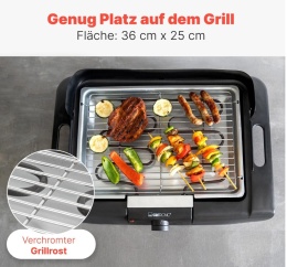 Clatronic BQ 3507 Grill Stołowy Elektryczny 2000W – Chromowany Ruszt, Obudowa Cool-Touch i Ochrona przed Wiatrem