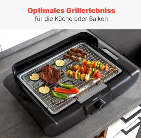 Clatronic BQ 3507 Grill Stołowy Elektryczny 2000W – Chromowany Ruszt, Obudowa Cool-Touch i Ochrona przed Wiatrem Clatronic BQ 3507 Grill Stołowy Elektryczny 2000W – Chromowany Ruszt, Obudowa Cool-Touch i Ochrona przed Wiatrem