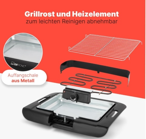 Clatronic BQ 3507 Grill Stołowy Elektryczny 2000W – Chromowany Ruszt, Obudowa Cool-Touch i Ochrona przed Wiatrem Clatronic BQ 3507 Grill Stołowy Elektryczny 2000W – Chromowany Ruszt, Obudowa Cool-Touch i Ochrona przed Wiatrem