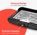 Clatronic BQ 3507 Grill Stołowy Elektryczny 2000W – Chromowany Ruszt, Obudowa Cool-Touch i Ochrona przed Wiatrem