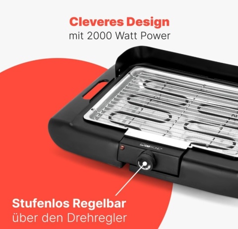 Clatronic BQ 3507 Grill Stołowy Elektryczny 2000W – Chromowany Ruszt, Obudowa Cool-Touch i Ochrona przed Wiatrem Clatronic BQ 3507 Grill Stołowy Elektryczny 2000W – Chromowany Ruszt, Obudowa Cool-Touch i Ochrona przed Wiatrem
