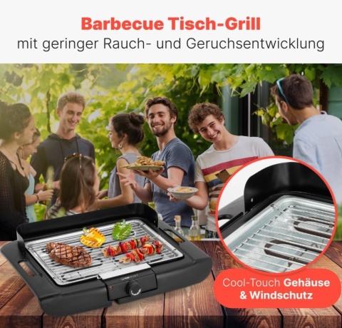 Clatronic BQ 3507 Grill Stołowy Elektryczny 2000W – Chromowany Ruszt, Obudowa Cool-Touch i Ochrona przed Wiatrem Clatronic BQ 3507 Grill Stołowy Elektryczny 2000W – Chromowany Ruszt, Obudowa Cool-Touch i Ochrona przed Wiatrem