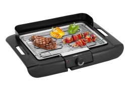 Clatronic BQ 3507 Grill Stołowy Elektryczny 2000W – Chromowany Ruszt, Obudowa Cool-Touch i Ochrona przed Wiatrem