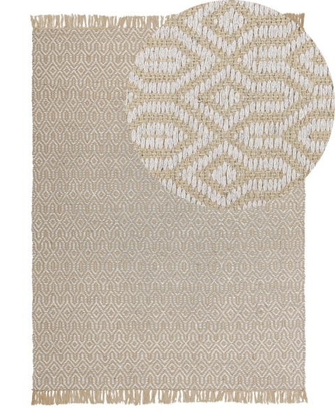 Dywan Jutowy Beliani POZANTI 140 x 200 cm Beżowy Płasko Tkany Jutowo-Bawełniany Dywan Jutowy Beliani POZANTI 140 x 200 cm Beżowy Płasko Tkany Jutowo-Bawełniany