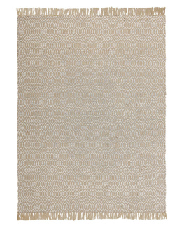 Dywan Jutowy Beliani POZANTI 140 x 200 cm Beżowy Płasko Tkany Jutowo-Bawełniany