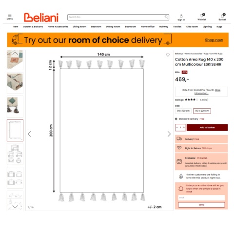 ESKISEHIR Beliani ręcznie tkany bawełniany dywan prostokątny z frędzlami i geometrycznym wzorem w romby 140x200 cm ESKISEHIR Beliani ręcznie tkany bawełniany dywan prostokątny z frędzlami i geometrycznym wzorem w romby 140x200 cm