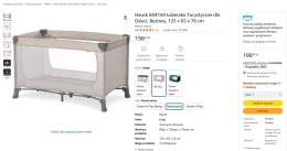 Hauck Łóżeczko Turystyczne dla Dzieci 125x65x76 cm – Składane, Lekkie, Beżowe z Torbą Transportową (Model 604144)