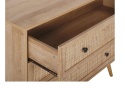 Komoda Beliani PONCA – 3 szuflady z rattanem, jasne drewno, 90×79 cm
