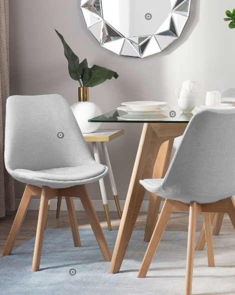 Krzesło do jadalni Beliani DAKOTA II jasnoszare – styl retro, drewno bukowe Krzesło do jadalni Beliani DAKOTA II jasnoszare – styl retro, drewno bukowe